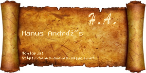 Hanus András névjegykártya